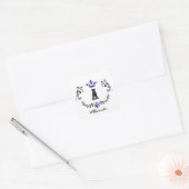 Crown Wreater A Monogram Wedding Vierkante Sticker (Envelop)