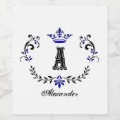Crown Wreater A Monogram Wedding Wijn Etiket (Enkel label)