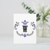 Crown Wreath Monogram "W" Briefkaart (Staand voorkant)