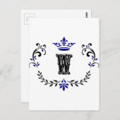 Crown Wreath Monogram "W" Briefkaart (Voorkant / Achterkant)