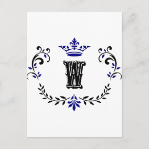 Crown Wreath Monogram "W" Briefkaart