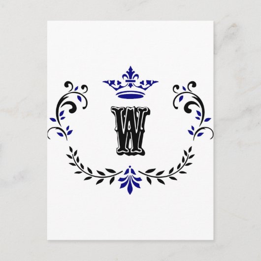 Crown Wreath Monogram "W" Briefkaart (Voorkant)