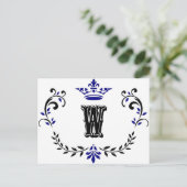 Crown Wreath Monogram "W" Briefkaart (Staand voorkant)