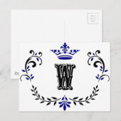 Crown Wreath Monogram "W" Briefkaart (Voorkant / Achterkant)