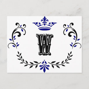 Crown Wreath Monogram "W" Briefkaart