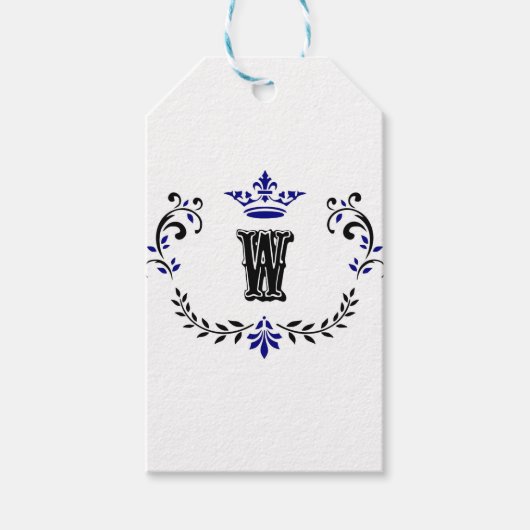 Crown Wreath Monogram "W" Cadeaulabel (Voorkant)