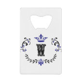 Crown Wreath Monogram "W" Creditkaart Flessenopener (Voorkant)