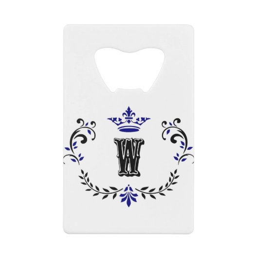 Crown Wreath Monogram "W" Creditkaart Flessenopener (Voorkant)