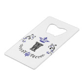 Crown Wreath Monogram "W" Creditkaart Flessenopener (Achterkant Gekanteld)