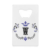 Crown Wreath Monogram "W" Creditkaart Flessenopener (Achterkant)