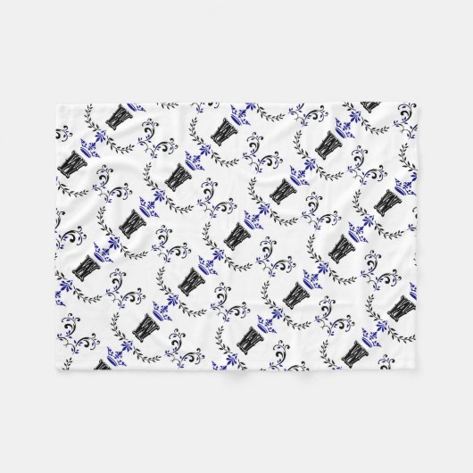 Crown Wreath Monogram "W" Fleece Deken (Voorkant (Horizontaal))