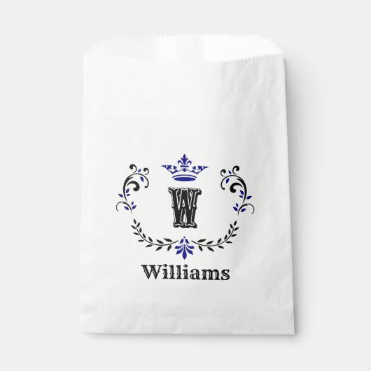 Crown Wreath Monogram "W" Gepersonaliseerd Bedankzakje (Voorkant)