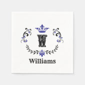 Crown Wreath Monogram "W" Gepersonaliseerd Servet (Voorkant)