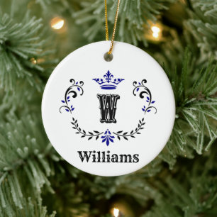 Crown Wreath Monogram "W" Keramisch Ornament