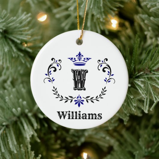 Crown Wreath Monogram "W" Keramisch Ornament (Boom)