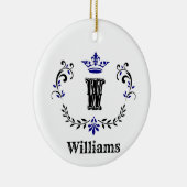 Crown Wreath Monogram "W" Keramisch Ornament (Rechts)