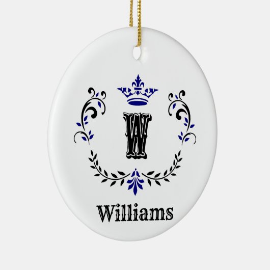 Crown Wreath Monogram "W" Keramisch Ornament (Rechts)