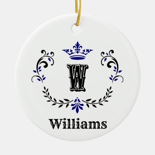Crown Wreath Monogram "W" Keramisch Ornament (Voorkant)