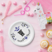 Crown Wreath Monogram "W" Papieren Bordje (Feest)