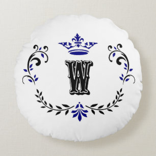 Crown Wreath Monogram "W" Rond Kussen