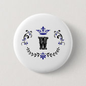 Crown Wreath Monogram "W" Ronde Button 5,7 Cm (Voorkant)