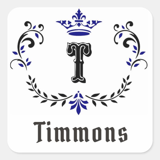Crown Wreath "T" Monogram Sticker (Voorkant)