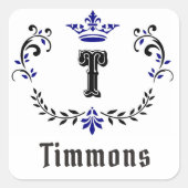 Crown Wreath "T" Monogram Sticker (Voorkant)