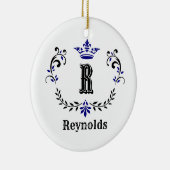 Crown Wreator Monogram "R", gepersonaliseerd Keramisch Ornament (Rechts)