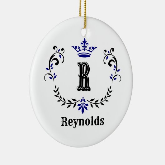 Crown Wreator Monogram "R", gepersonaliseerd Keramisch Ornament (Rechts)