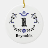 Crown Wreator Monogram "R", gepersonaliseerd Keramisch Ornament (Voorkant)