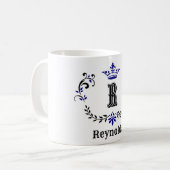 Crown Wreator Monogram "R", gepersonaliseerd Koffiemok (Voorkant links)
