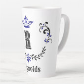 Crown Wreator Monogram "R", gepersonaliseerd Latte Mok (Rechterhoek)