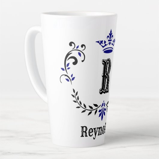 Crown Wreator Monogram "R", gepersonaliseerd Latte Mok (Linkerhoek)