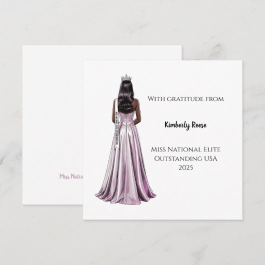 Crowned Beauty Queen Flat Thank You Card Bedankkaart (Voorkant / Achterkant)