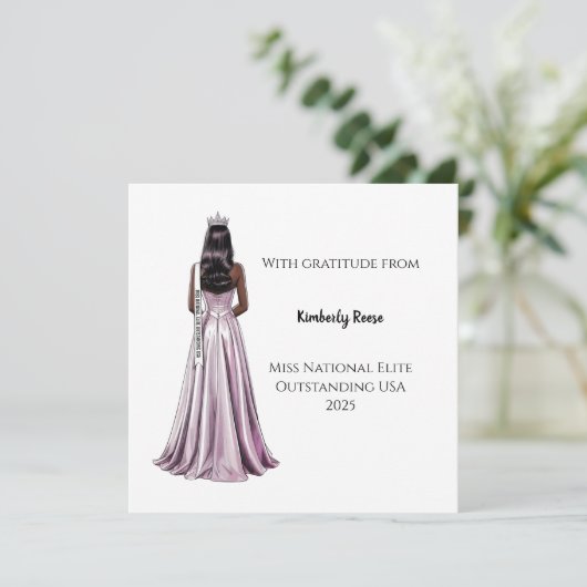 Crowned Beauty Queen Flat Thank You Card Bedankkaart (Staand voorkant)