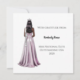 Crowned Beauty Queen Flat Thank You Card Bedankkaart