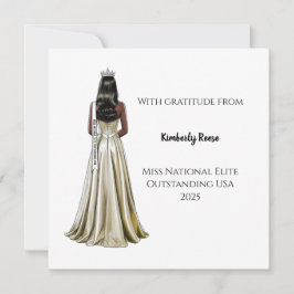 Crowned Beauty Queen Flat Thank You Card Bedankkaart