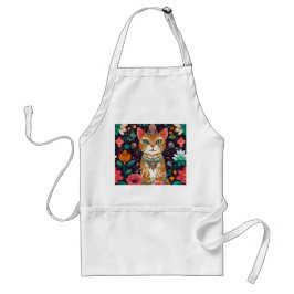 Crowned Bejewelled Cat Apron Standaard Schort