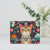 Crowned Bejewelled Cat  Invitation Postcard Uitnodiging Briefkaart (Staand voorkant)