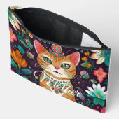 Crowned Bejewelled Cat  Print Cut Sew Bag Etui (Open)