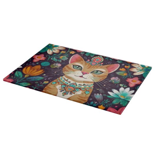 Crowned Bejewelled Cat Snijplank (Hoek)