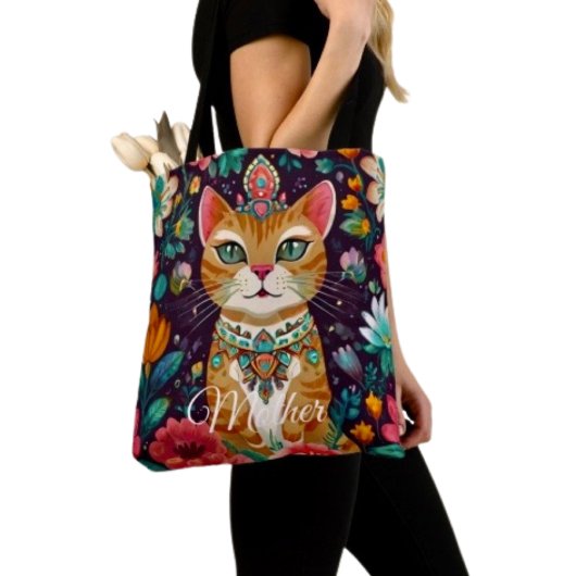 Crowned Bejewelled Cat  Tote Bag