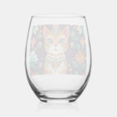Crowned Bejewelled Cat  Wijnglas Zonder Voet (Achterkant)