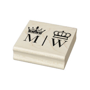 Crowned Bruid Bruidegom Trouw 2 Initiele Monogram  Rubberstempel