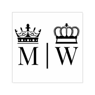 Crowned Bruid Bruidegom Trouw 2 Initiele Monogram  Zelfinktende Stempel