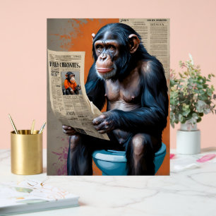 Crowned Chimp Royalty - Leuke Pop Kunst met Kleurr Acryl Bord