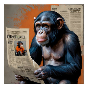 Crowned Chimp Royalty - Leuke Pop kunst met kleurr Perfect Poster