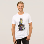 Crowned Cockatiel, Tabby Cat & Angora Rabbit, Funn Tri-Blend Shirt (Voorkant volledig)