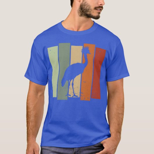 Crowned Crane Retro Vogelspotten Vogelkijker Fun T-shirt (Voorkant)