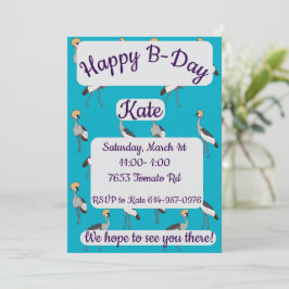 Crowned Cranes Happy Birthday Kaart